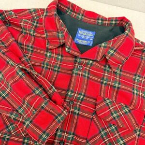Pendleton Board Shirt Jac XXL Red Black Gold Plaid Wool Shirt Jacket 90s Surf